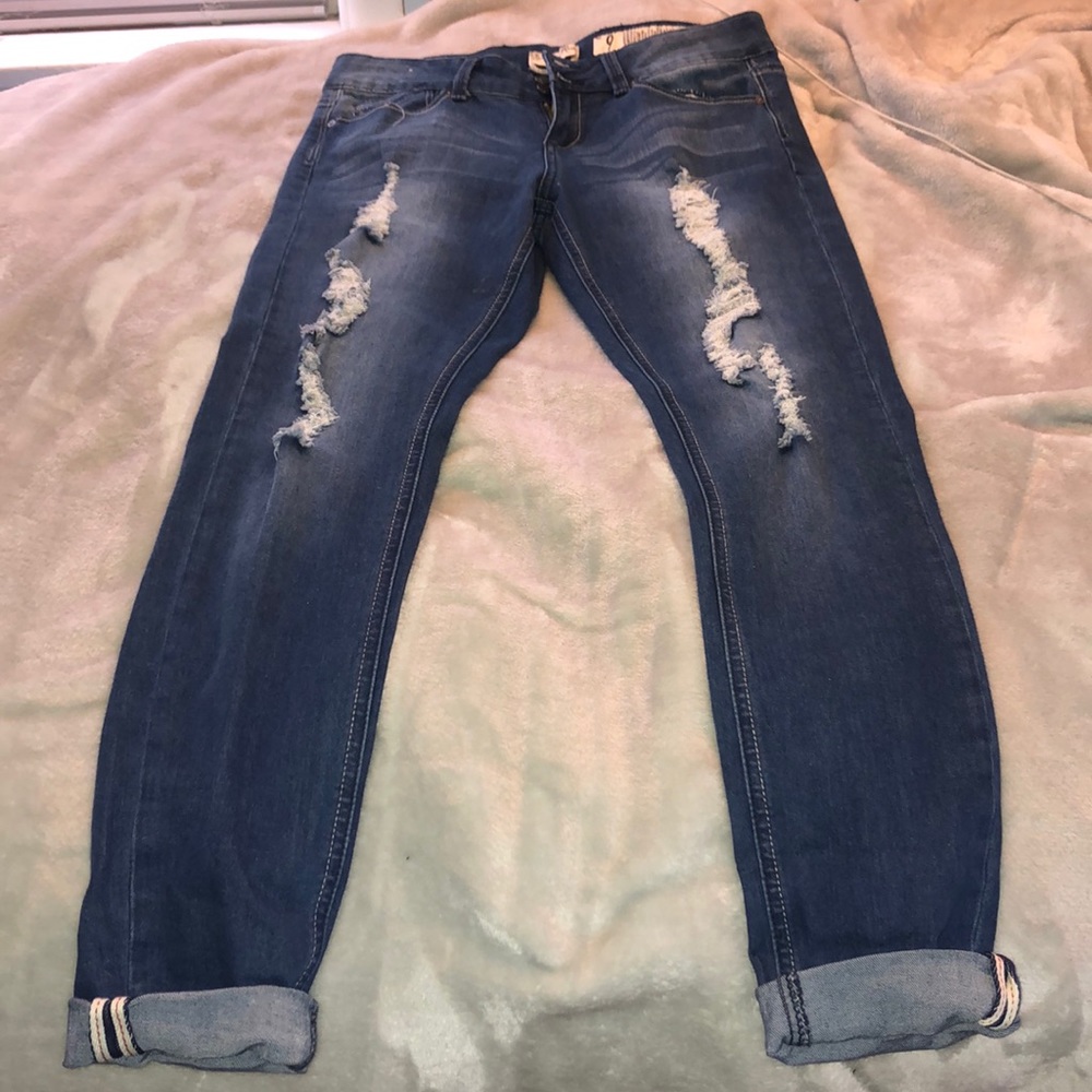 Boyfriend Jeans With Rips.